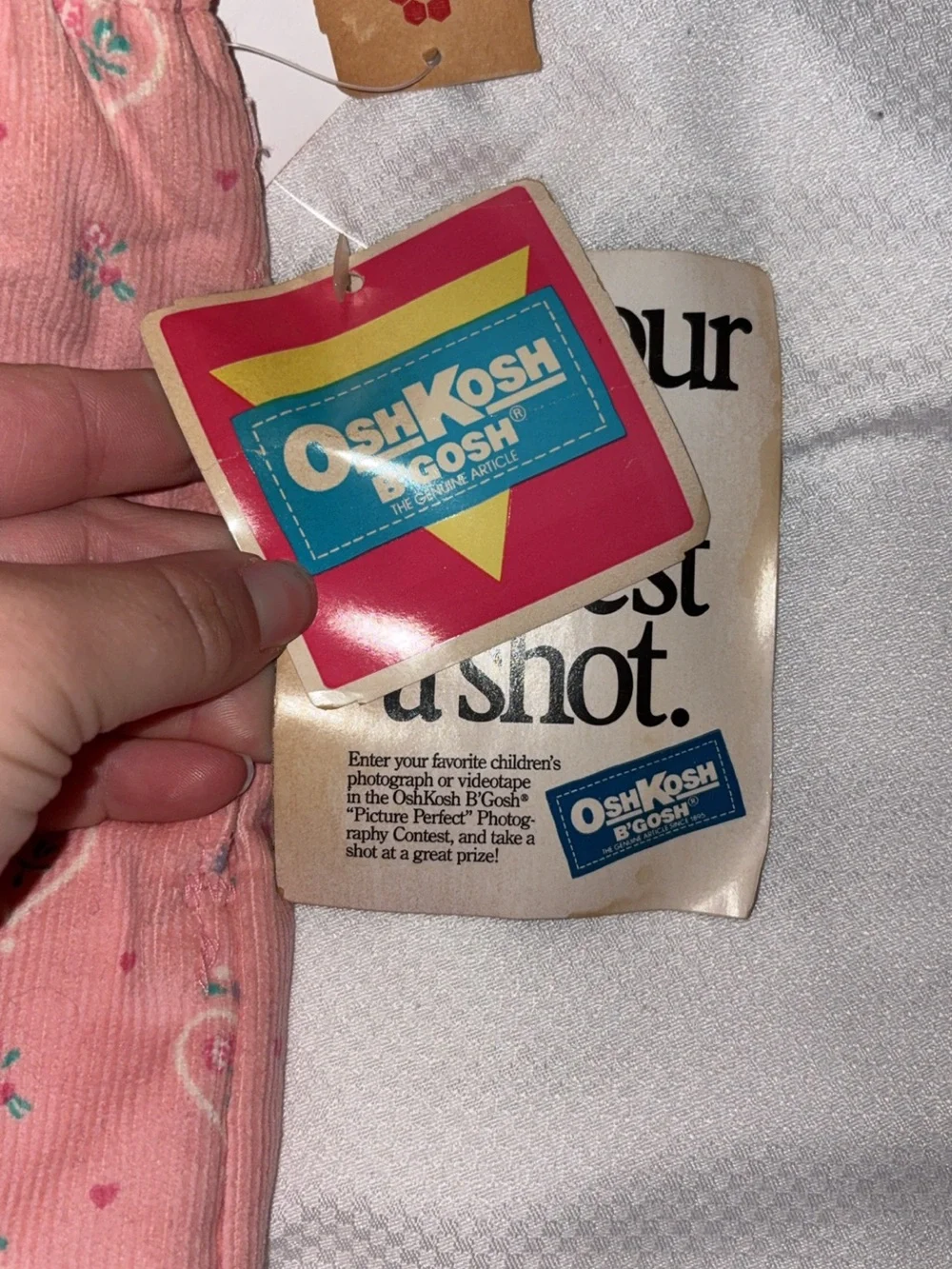 Vintage OshKosh B'Gosh Pink Floral Heart Corduroy Pants New With Tags Size 4